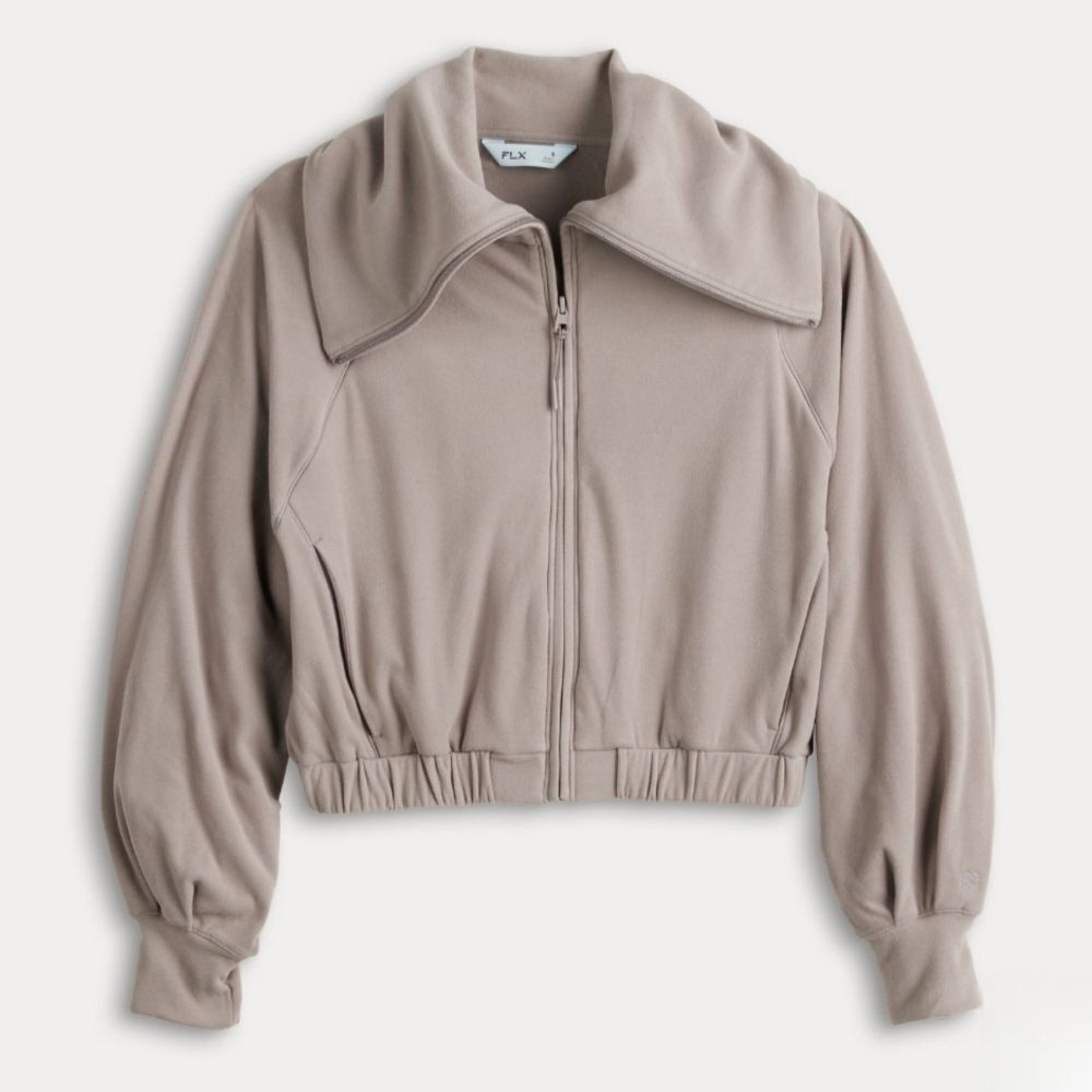 FLX Taupe Zip-Front Cropped Jacket Size XS